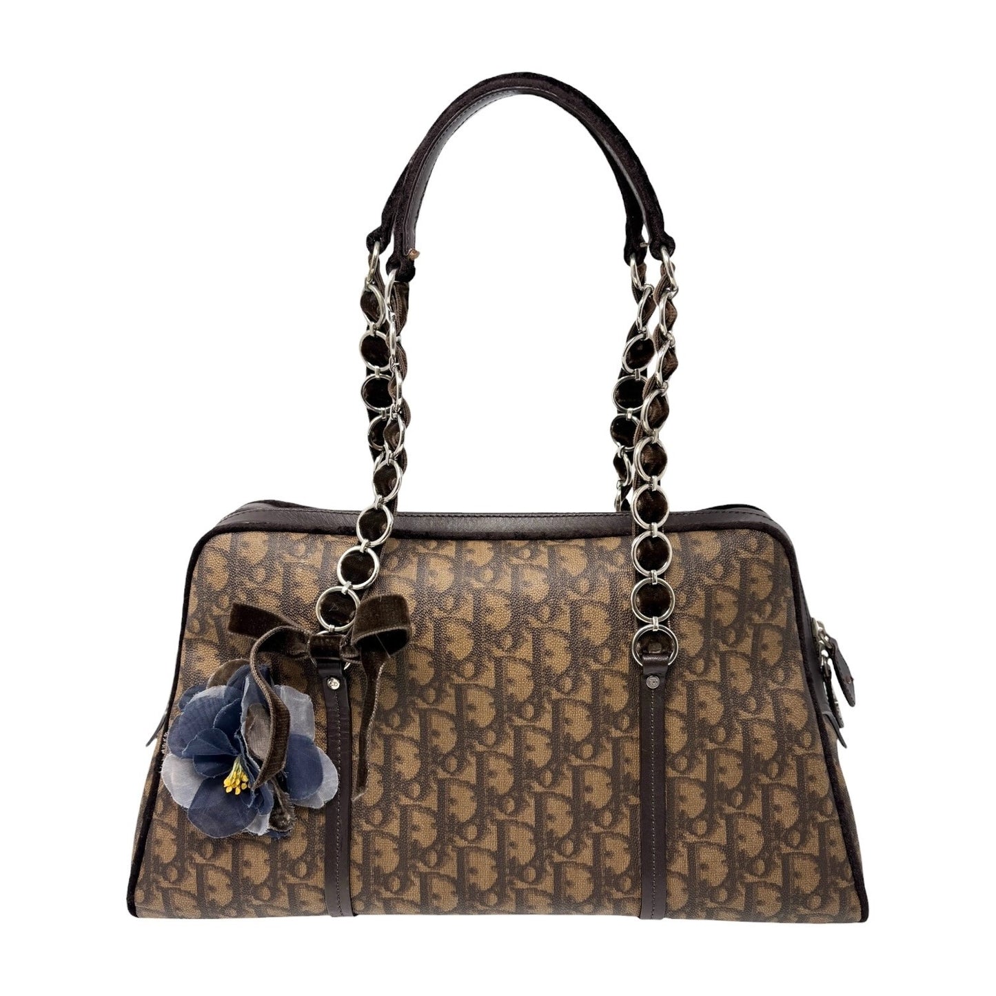 Christian Dior Vintage 2005 Trotter Monogram Romantique Shoulder Bag Brown PVC