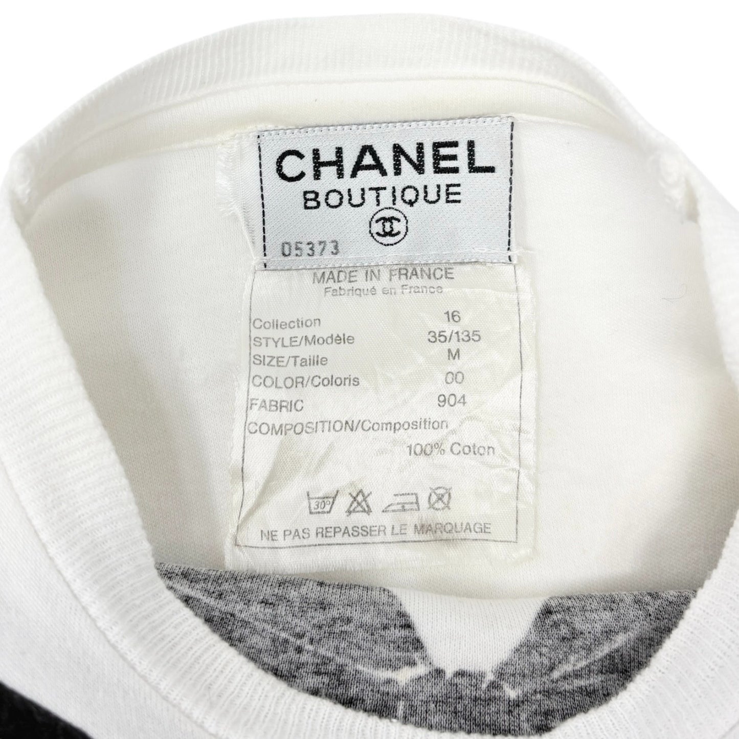CHANEL Vintage CC Logo Bow Graphic Crewneck T-shirt Top #M White Cotton Ribbon