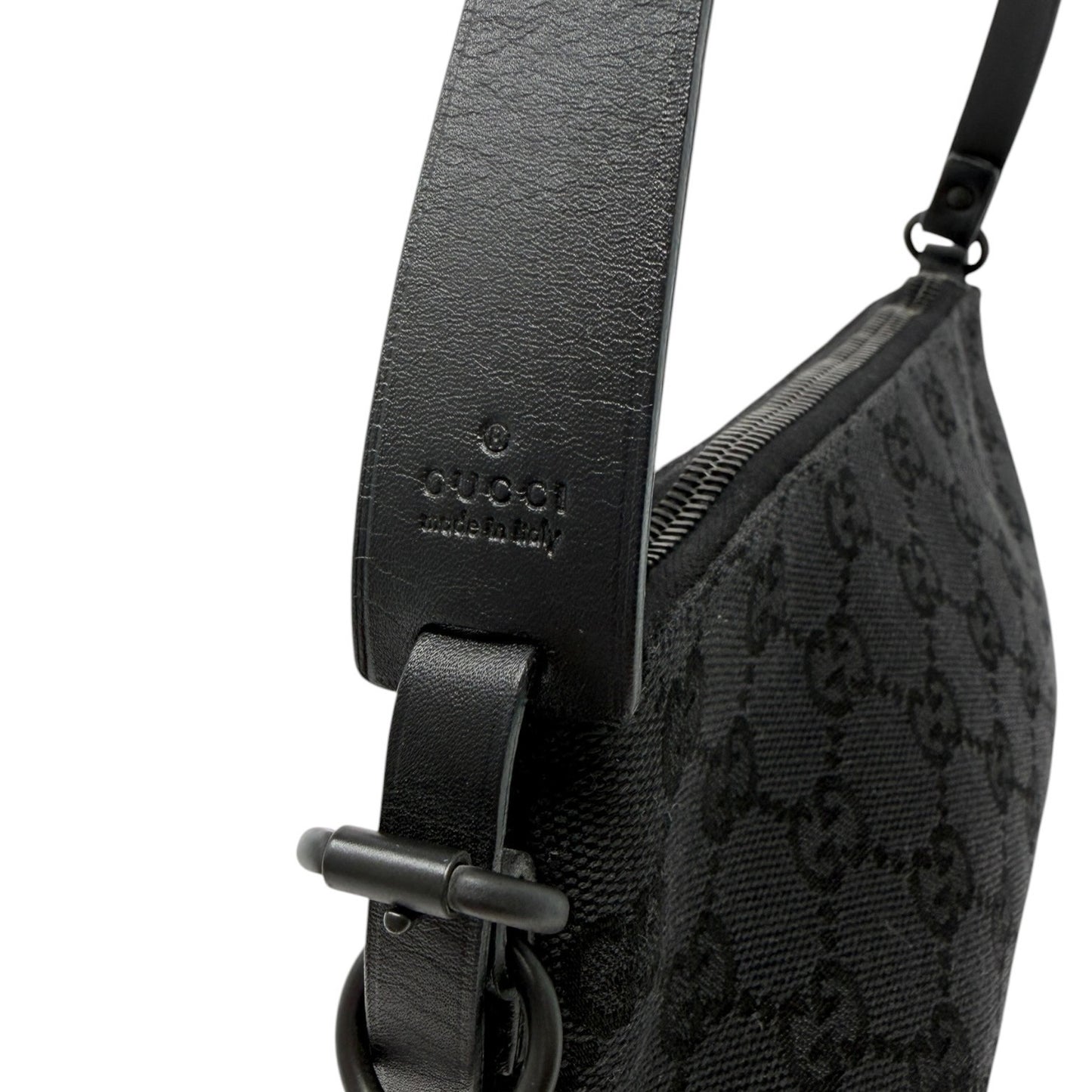 GUCCI Vintage GG Monogram Logo Canvas Mini Shoulder Bag Pochette Black 902092