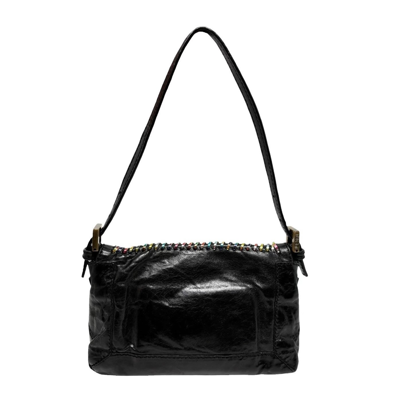FENDI Vintage Mamma Baguette Multicolor Whipstitch Mini Bag Black 901874