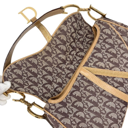 Christian Dior Vintage Trotter Monogram Double Saddle Bag Brown Canvas 902347