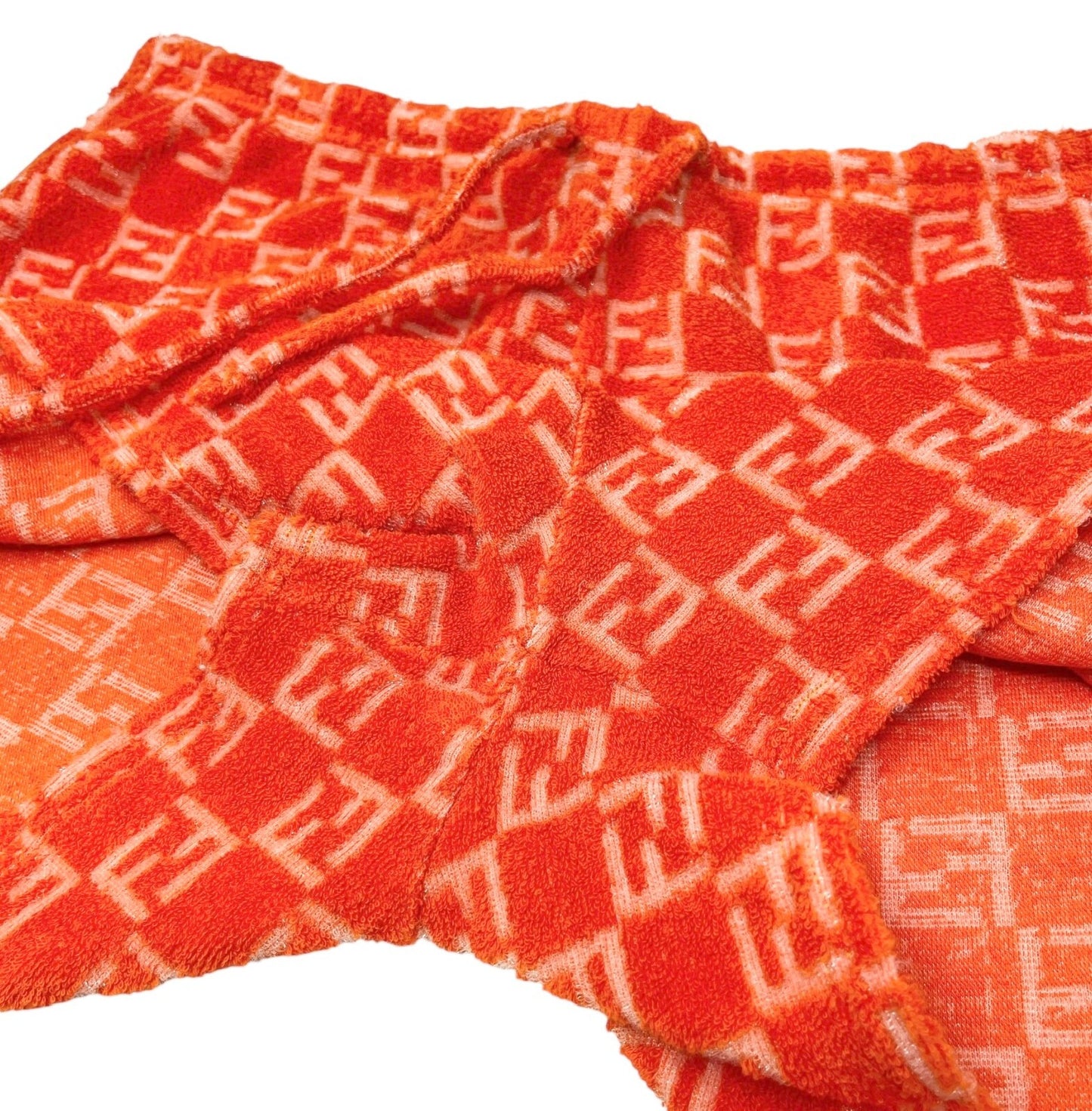 FENDI Vintage Zucchino Monogram Tank Top Short Pants Set #46 Terry Orange Cotton
