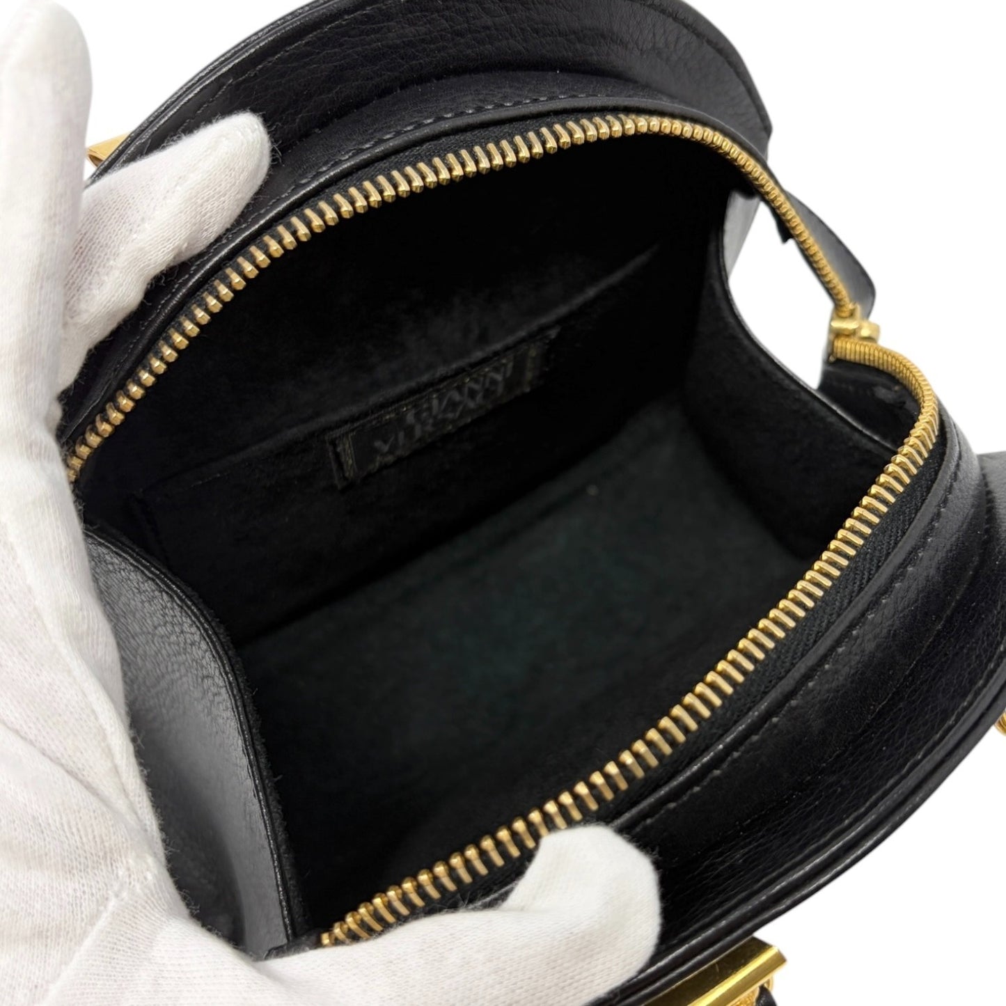 GIANNI VERSACE Vintage Medusa 2way Crossbody Mini Bag Black Gold Leather 902454