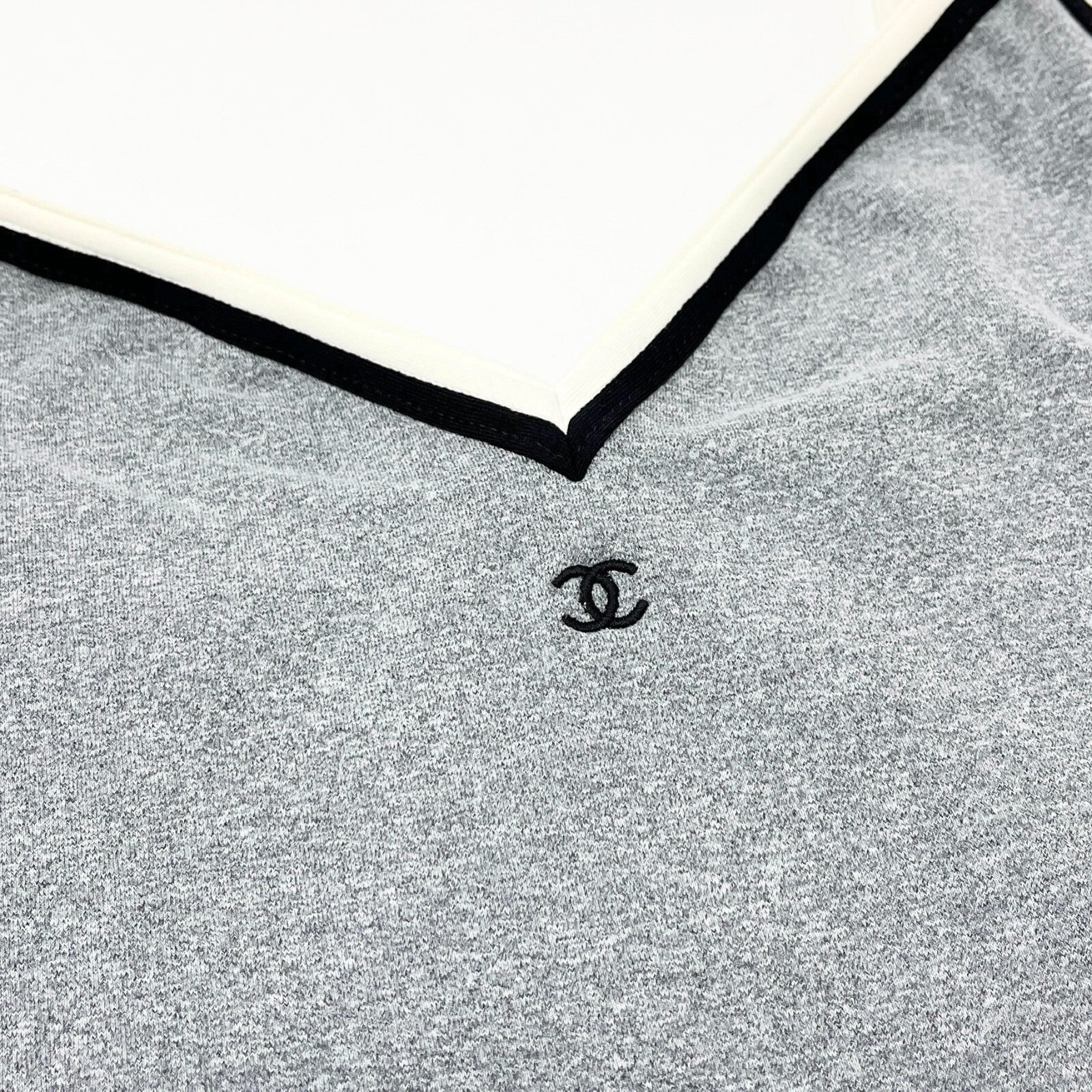 CHANEL Vintage 98P CC Logo Camisole Skirt Set #38 Separate Gray White Nylon