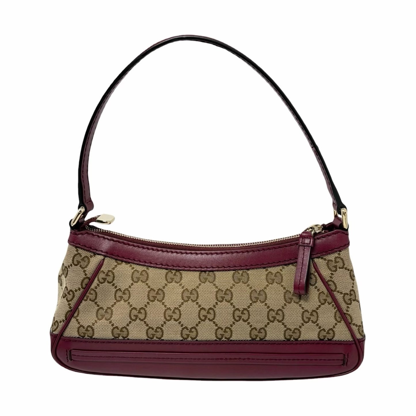 GUCCI Vintage GG Logo Monogram Canvas Mayfair Shoulder Bag Beige Pink Ribbon