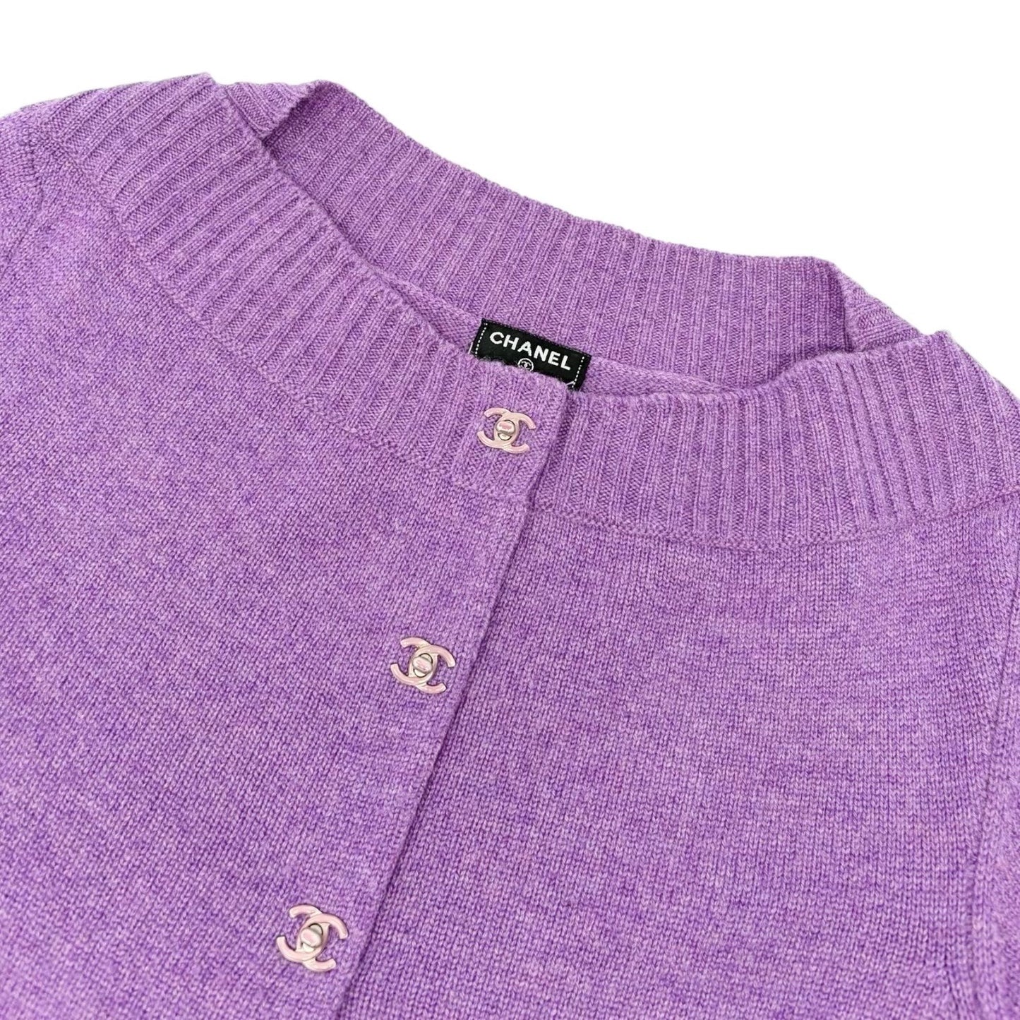 CHANEL Vintage CC Turnlock Sweater Dress #38 Cashmere Purple Silver 902247
