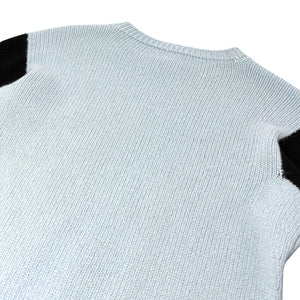 CHANEL Vintage 95A CC Ribbon Logo Sweater #38 Long Sleeve Top Blue Cashmere