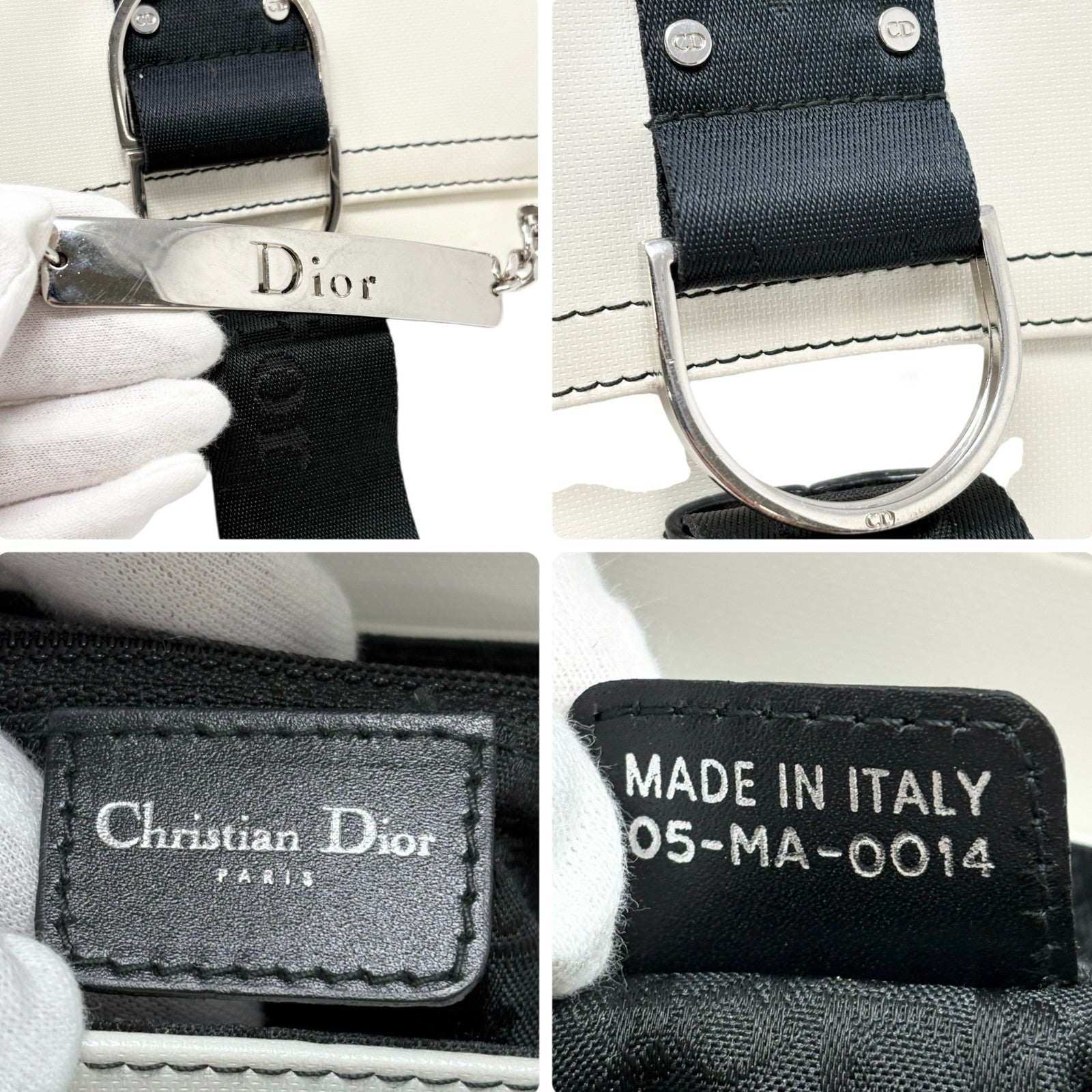 Christian Dior Vintage 2004 Hardcore Shoulder Bag Charm Rhinestone White Black