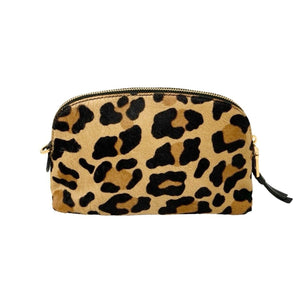 PRADA Vintage Logo Leopard Pouch Mini Purse Brown Gold Calf Hair Rank AB