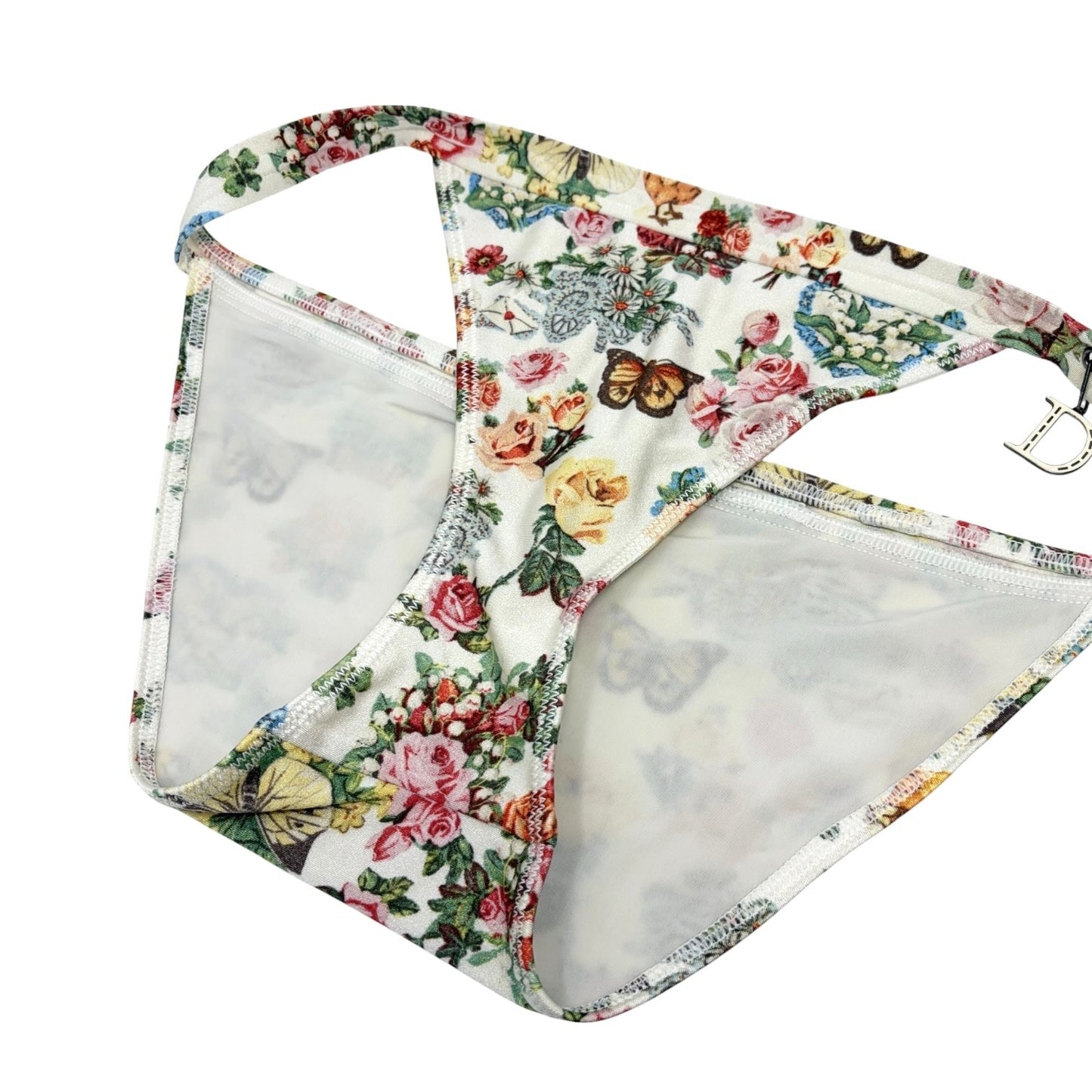 Christian Dior Vintage D-Charm Flower Bikini Swimwear Multicolor White 106951