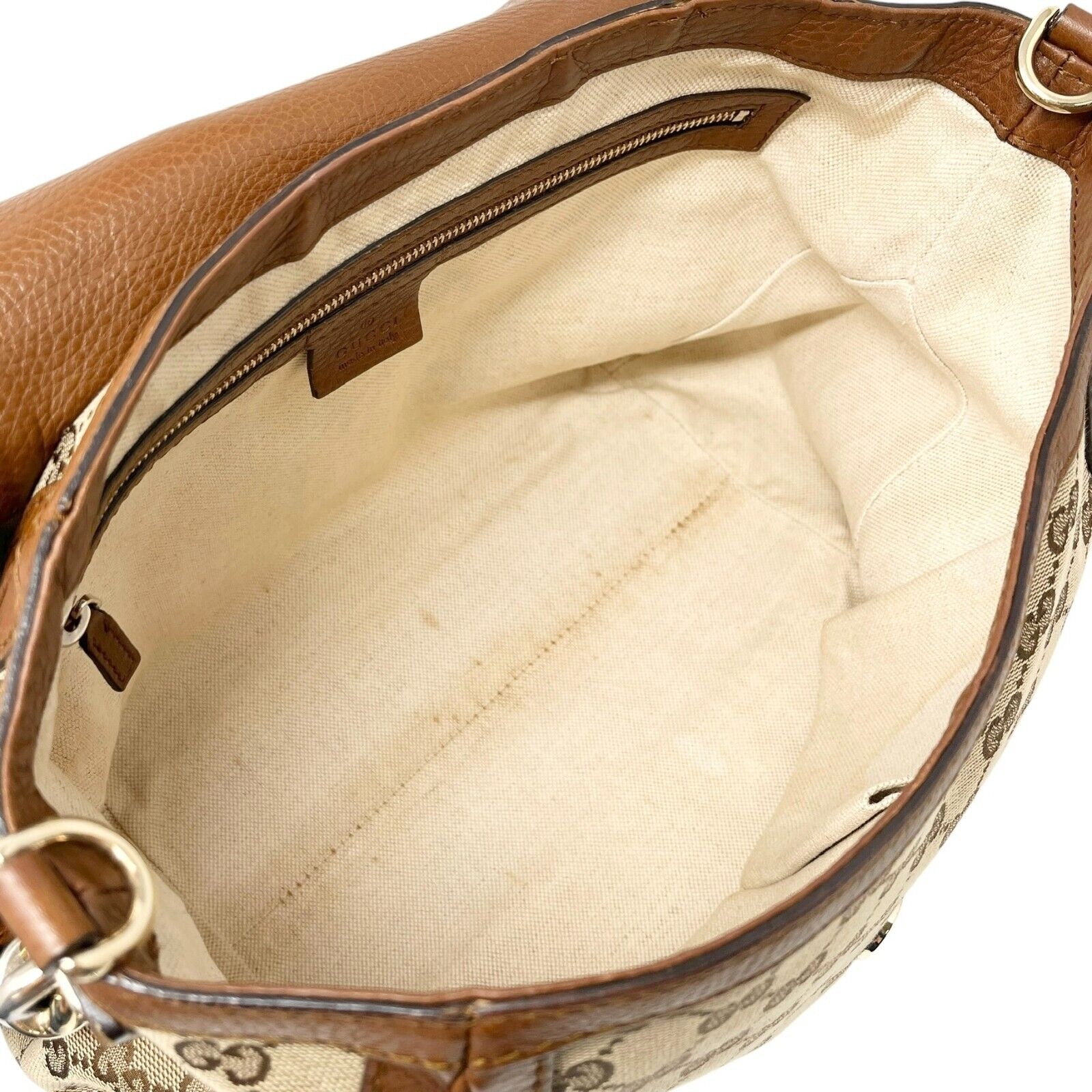 GUCCI Vintage GG Monogram Logo 2way Crossbody Shoulder Bag Beige Brown Canvas