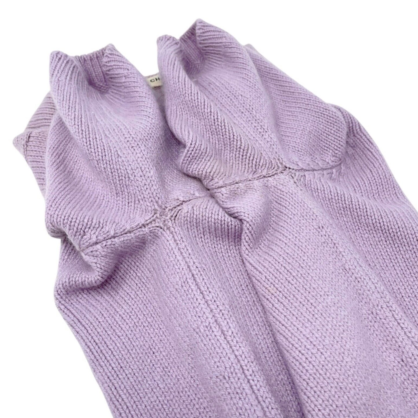 CHANEL Vintage CC Mark Logo Knit Sweater Top Short Sleeve Cashmere Purple