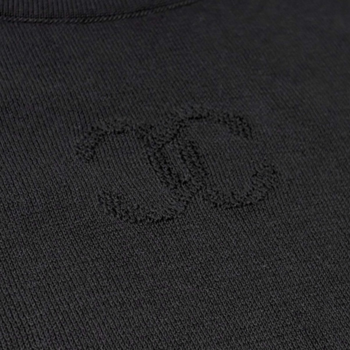 CHANEL Vintage 06P CC Logo Knit T-shirt Top #38 Black Cotton Short Sleeve