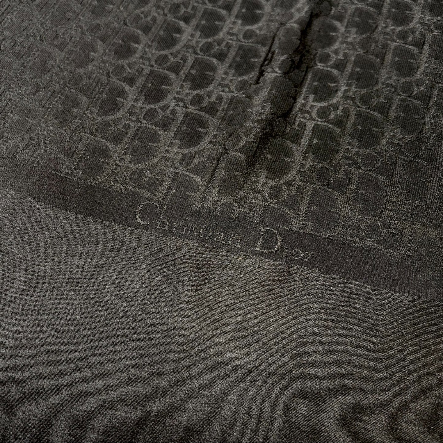 Christian Dior Vintage Logo Trotter Monogram Silk Wrap Scarf Khaki 902067