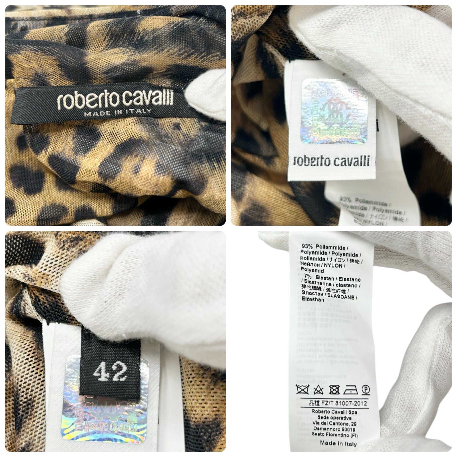 Roberto Cavalli Vintage Logo Leopard Midi Dress One-piece #42 Brown Nylon