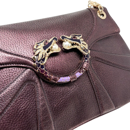 GUCCI Vintage Limited Edition Tom Ford Dragon Chain Bag Purple Leather 902354