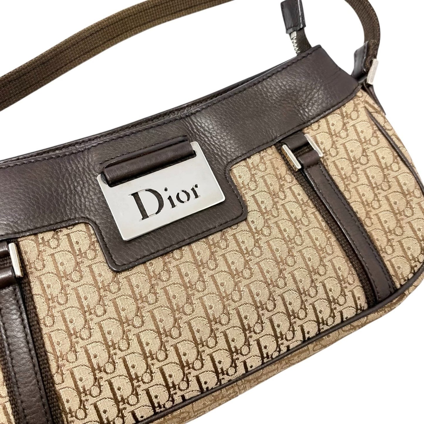 Christian Dior Vintage 2005 Street Chic Monogram Shoulder Bag Beige Brown