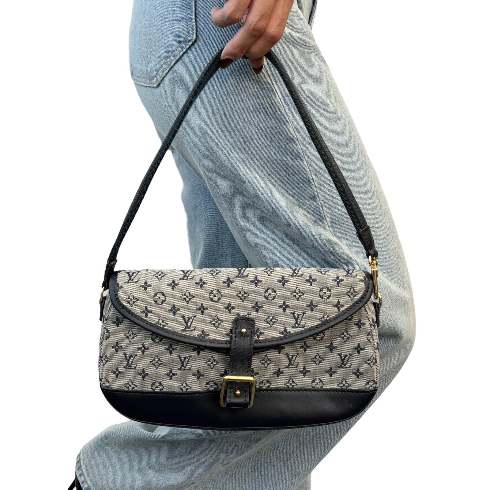 LOUIS VUITTON Vintage M92690 Marjorie LV Monogram Logo Shoulder Bag Blue RankAB