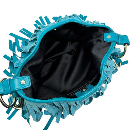 Yves Saint Laurent Vintage Rive Gauche Fringe Boheme Shoulder Bag Blue 902913