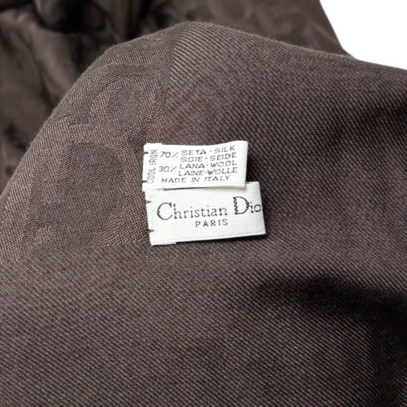 Christian Dior Vintage Logo Trotter Monogram Silk Scarf Shawl Brown 902472