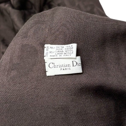Christian Dior Vintage Logo Trotter Monogram Silk Scarf Shawl Brown 902472