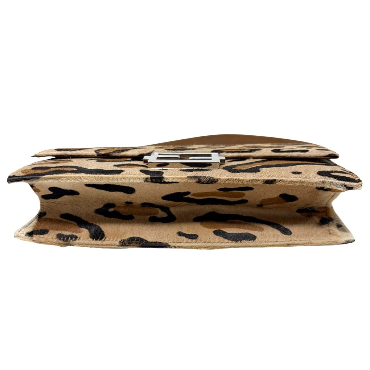 FENDI Vintage Mamma Baguette Leopard Shoulder Bag Brown Pony Calf Hair 902353