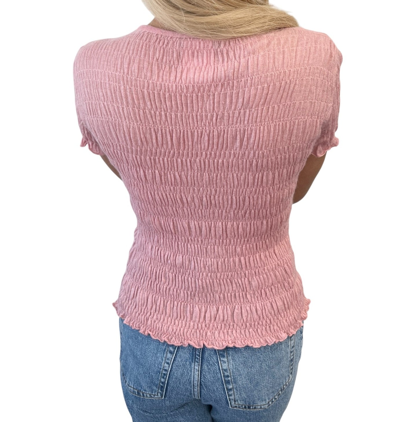 Christian Dior Vintage 2003 Bondage Summer Knit Top #36 Pink Silver Cashmere