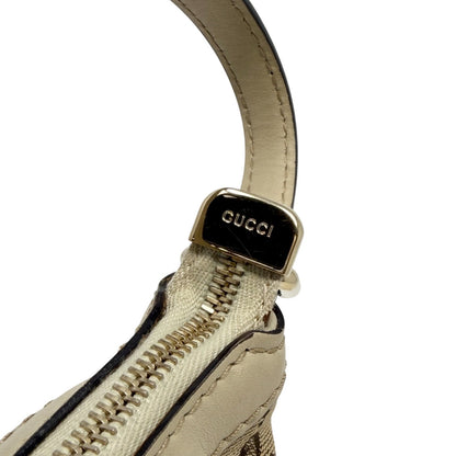 GUCCI Vintage GG Monogram Web Stripe Canvas Shoulder Bag Beige Ribbon 902487