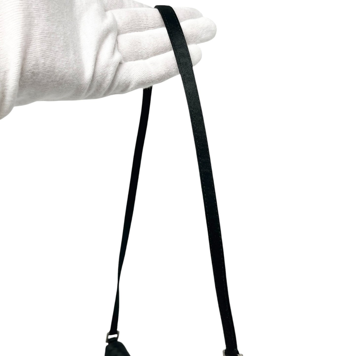 PRADA Vintage Triangle Logo Tessuto Satin Mini Bag Pochette Black 902591
