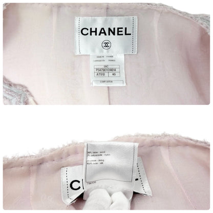 CHANEL Vintage 09C CC Heart Logo Button Tweed Jacket #40 Pink Wool 902900