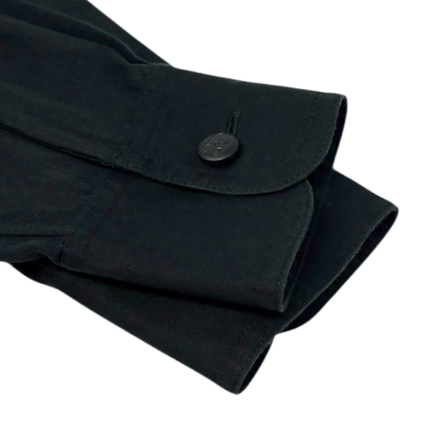 CHANEL Vintage P08155 CC Button Up Oversized Shirt Long Sleeve #36 Black Cotton