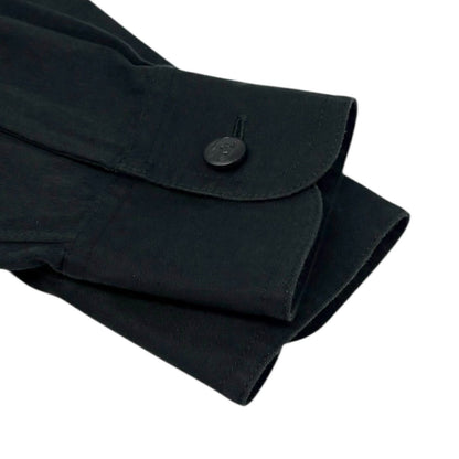 CHANEL Vintage P08155 CC Button Up Oversized Shirt Long Sleeve #36 Black Cotton