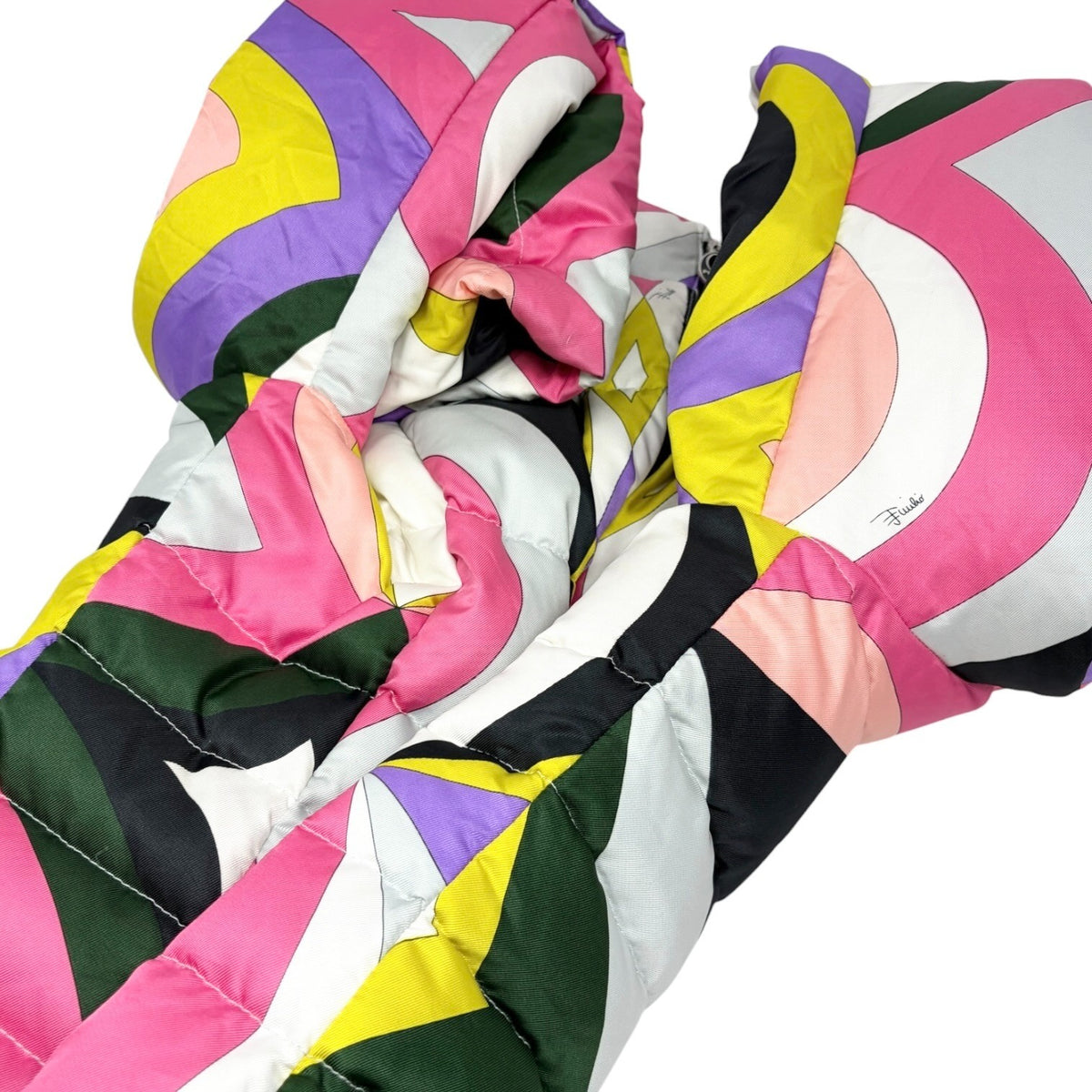 EMILIO PUCCI Vintage Geometric Print Puffer Jacket Coat #36 Multicolor 902812