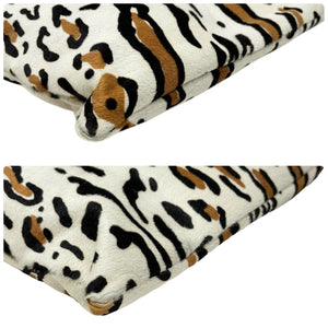 FENDI Vintage FF Logo Mamma Baguette Tote Bag Animal Print White Calf Hair