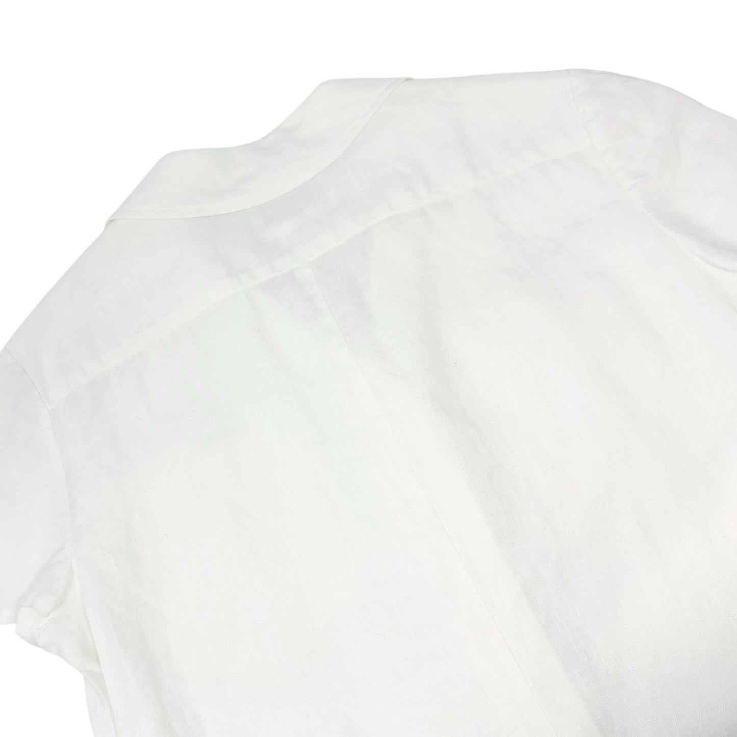 CHANEL Vintage 97P CC Logo Button Linen Shirt Dress One-piece #38 White
