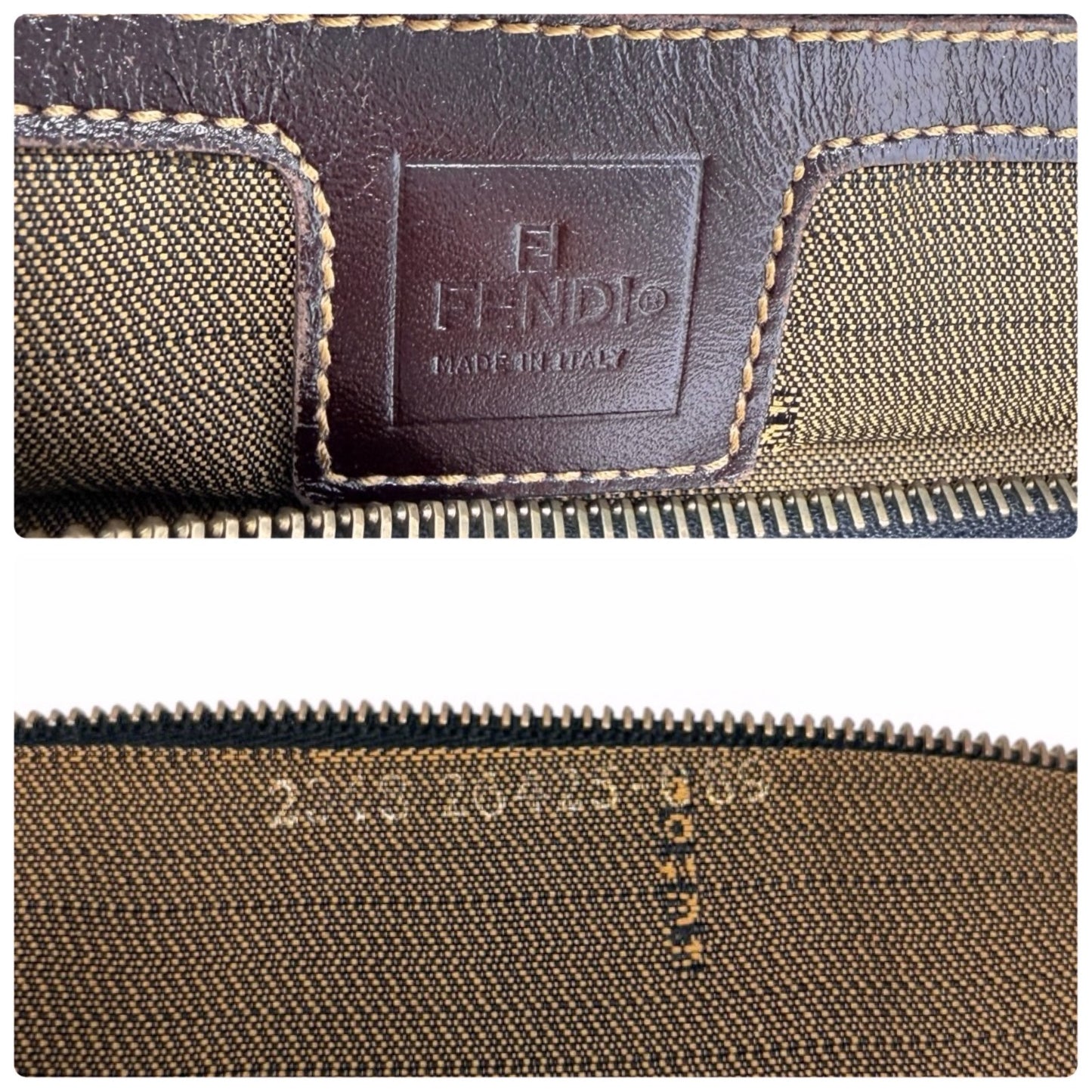 FENDI Vintage FF Zucca Mamma Baguette Pocket Shoulder Bag Brown Canvas 902439