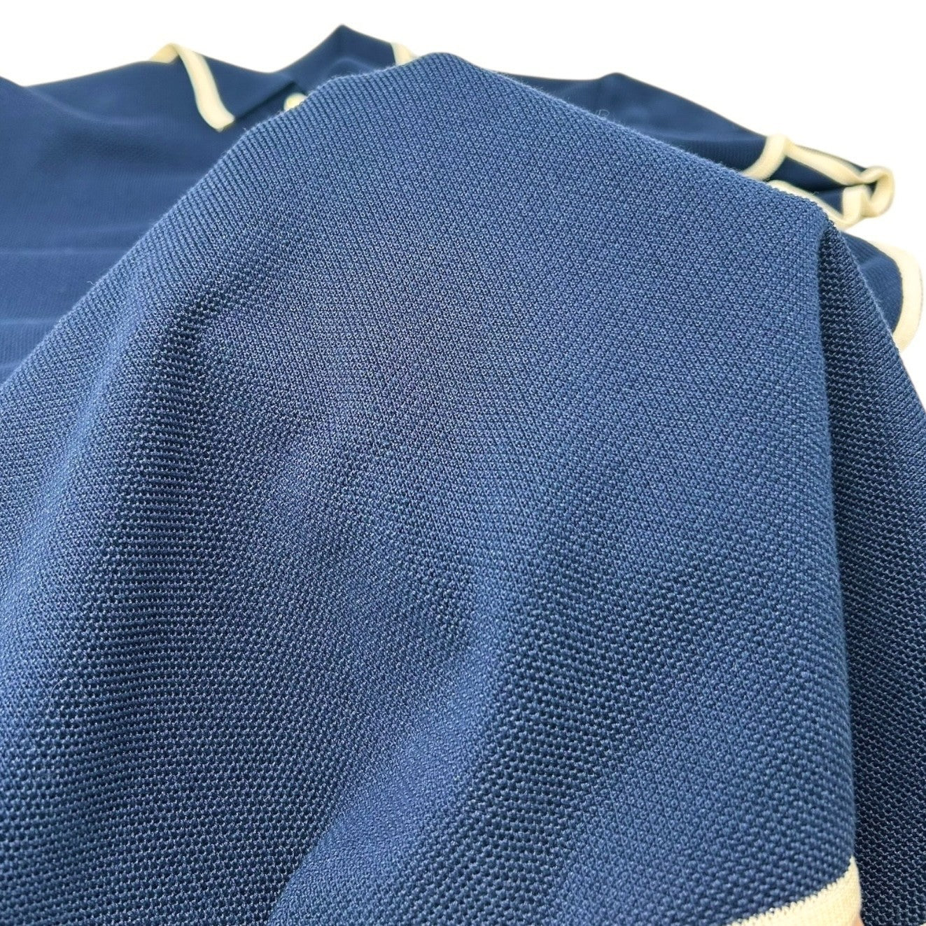 CHANEL Vintage 96C CC Logo Polo Dress One-Piece Button #42 Navy White Cotton