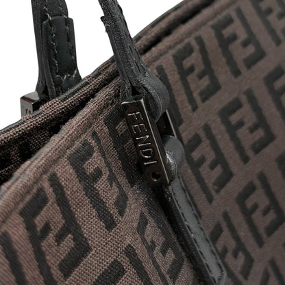 FENDI Vintage FF Logo Zucchino Monogram Tote Hand Bag Brown Black 902444