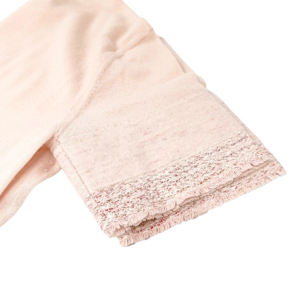 CHANEL Vintage 05C CC Mark Logo Knit T-shirt Top #36 Pink Cashmere Tweed RankAB
