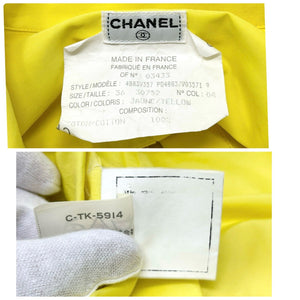 CHANEL Vintage P04883 CC Logo Shirt Top #36 Yellow Gold Cotton Button Rank AB