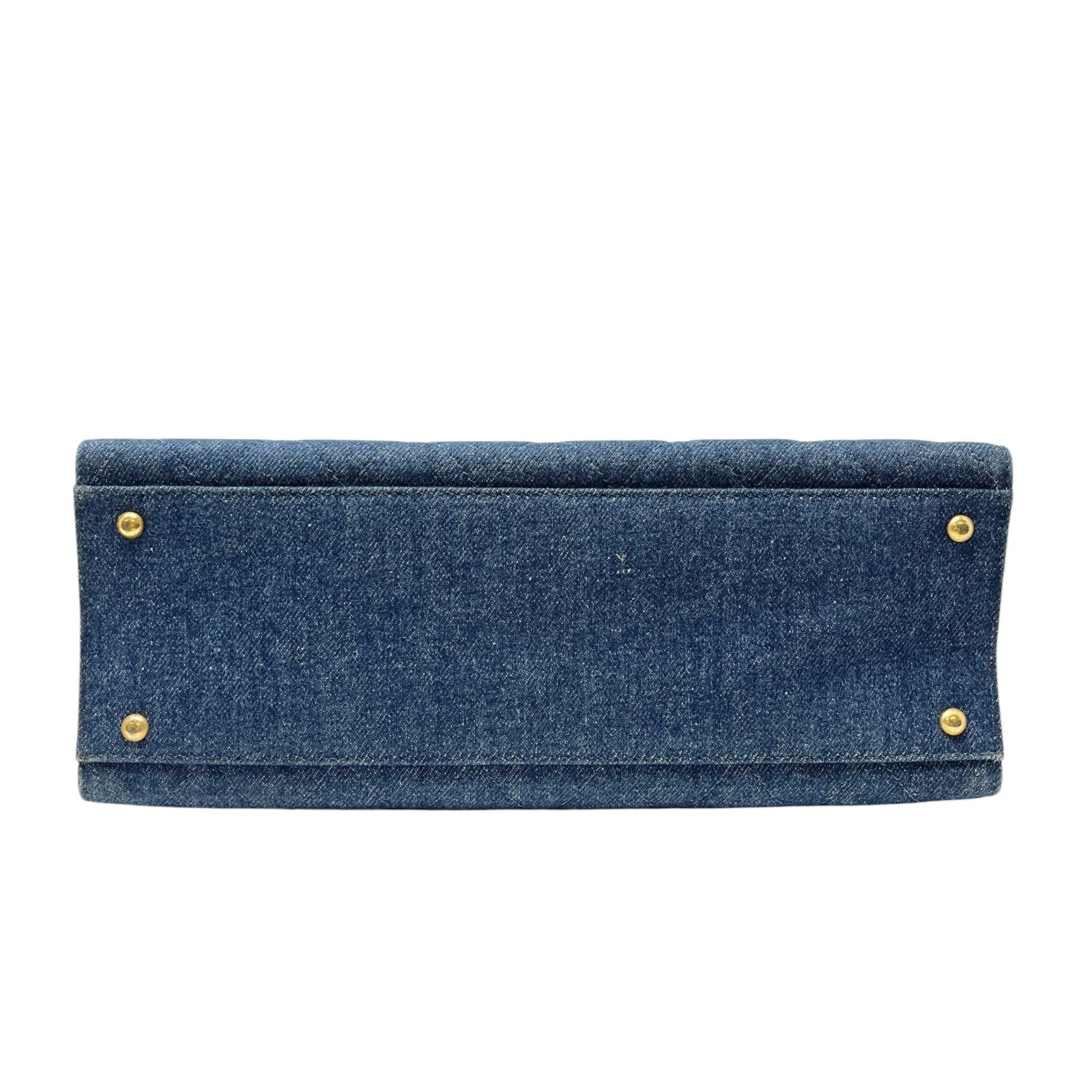 CHANEL Vintage CC Mark Logo Matelasse Denim Shoulder Bag Chain Blue Gold Cotton