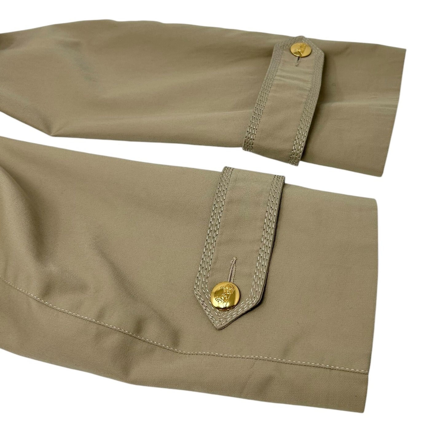 CELINE Vintage Logo Trench Coat #40 Light Brown Gold Cotton Button Stitch