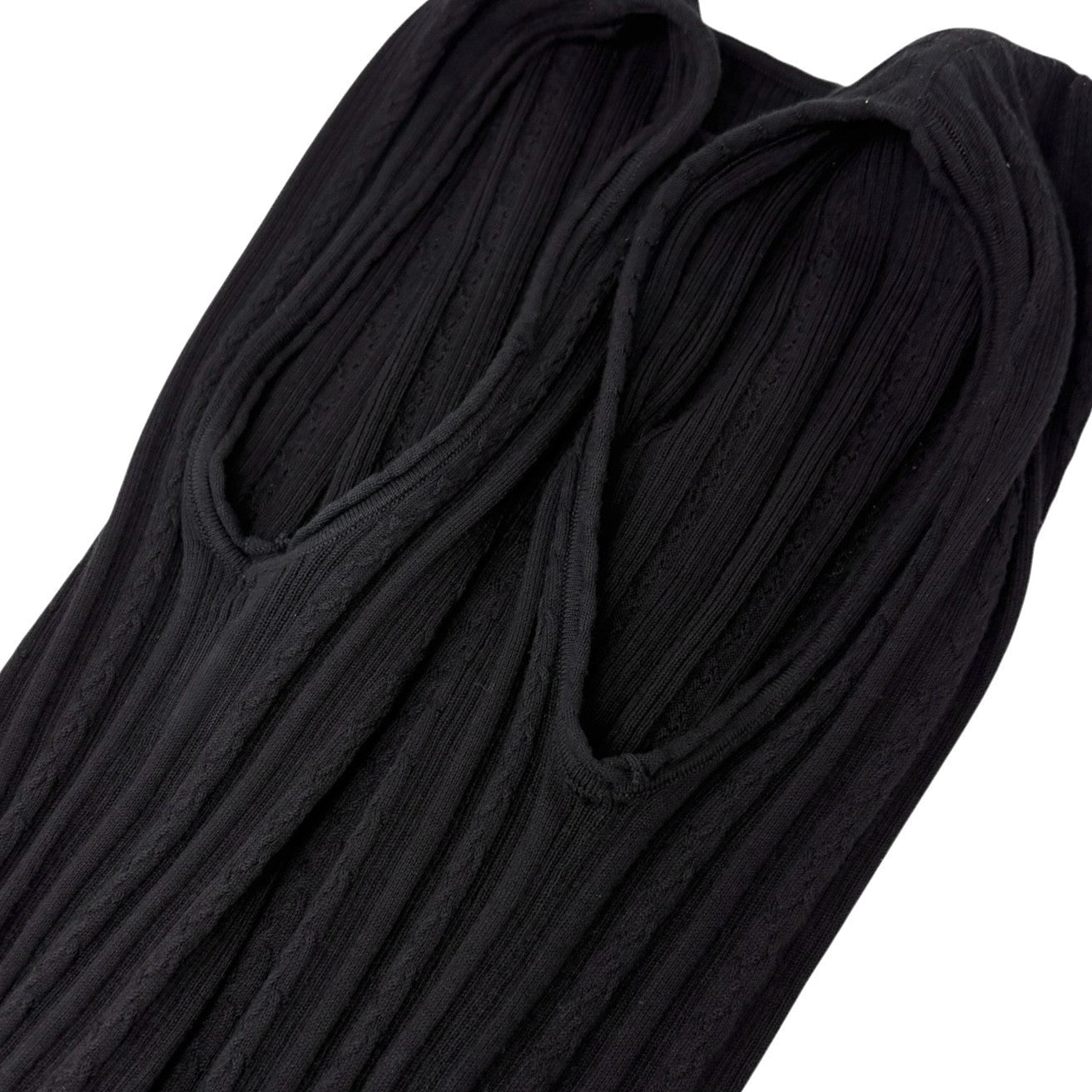 CHANEL P47979 CC Logo Rib Knit Tank Top #38 Black Sleeveless Cotton 901965