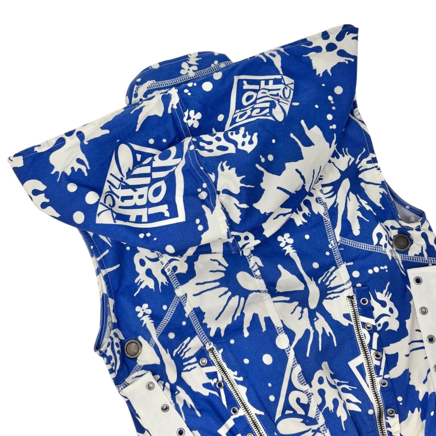 Christian Dior Vintage 2004 SURF Logo Hoodie Vest Jacket #36 Blue White Zip