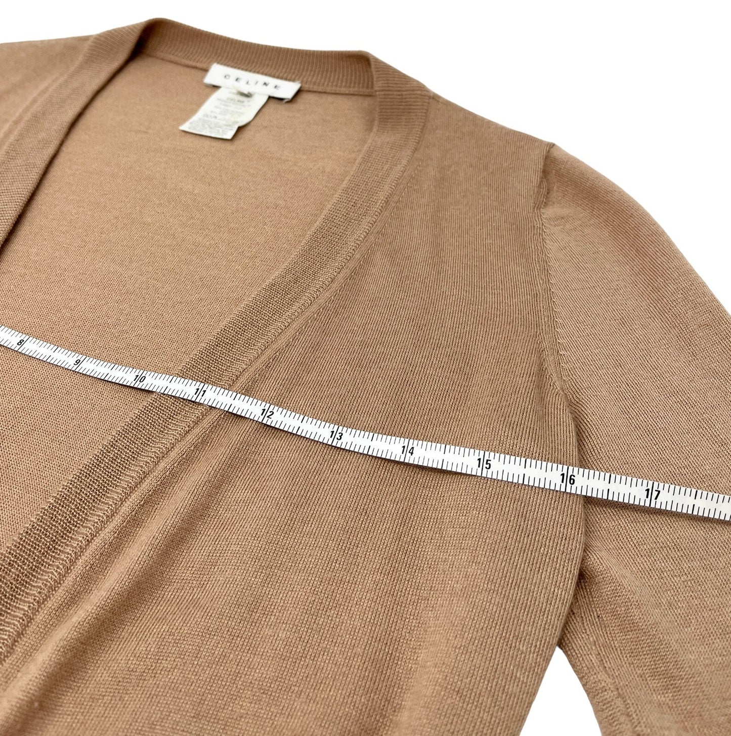 CELINE Vintage Macadam Logo Cardigan Sweater Top #S Knit Cashmere Brown RankAB