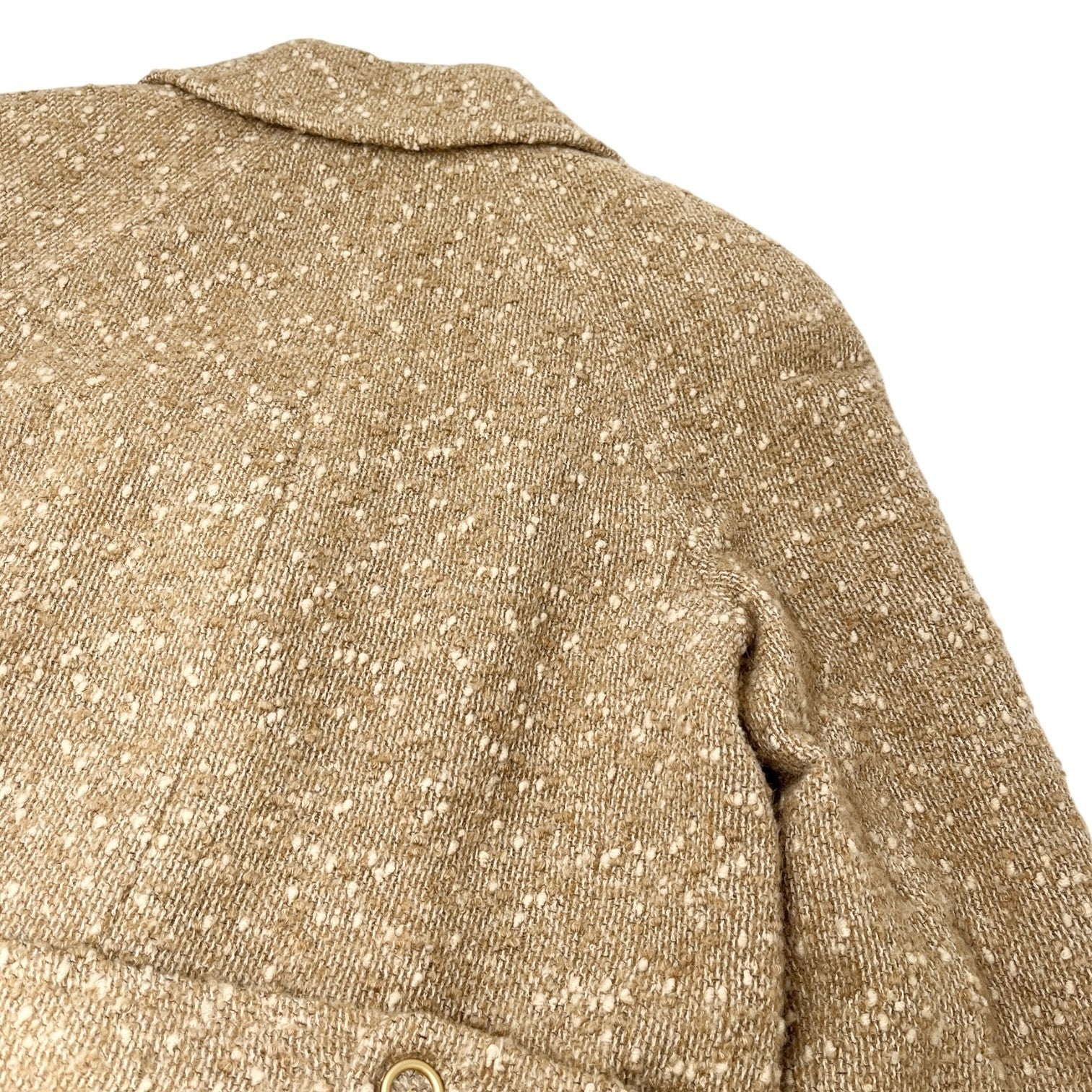 CHANEL Vintage 01A CC Logo Tweed Alpaca Blazer Coat Jacket #38 Light Brown