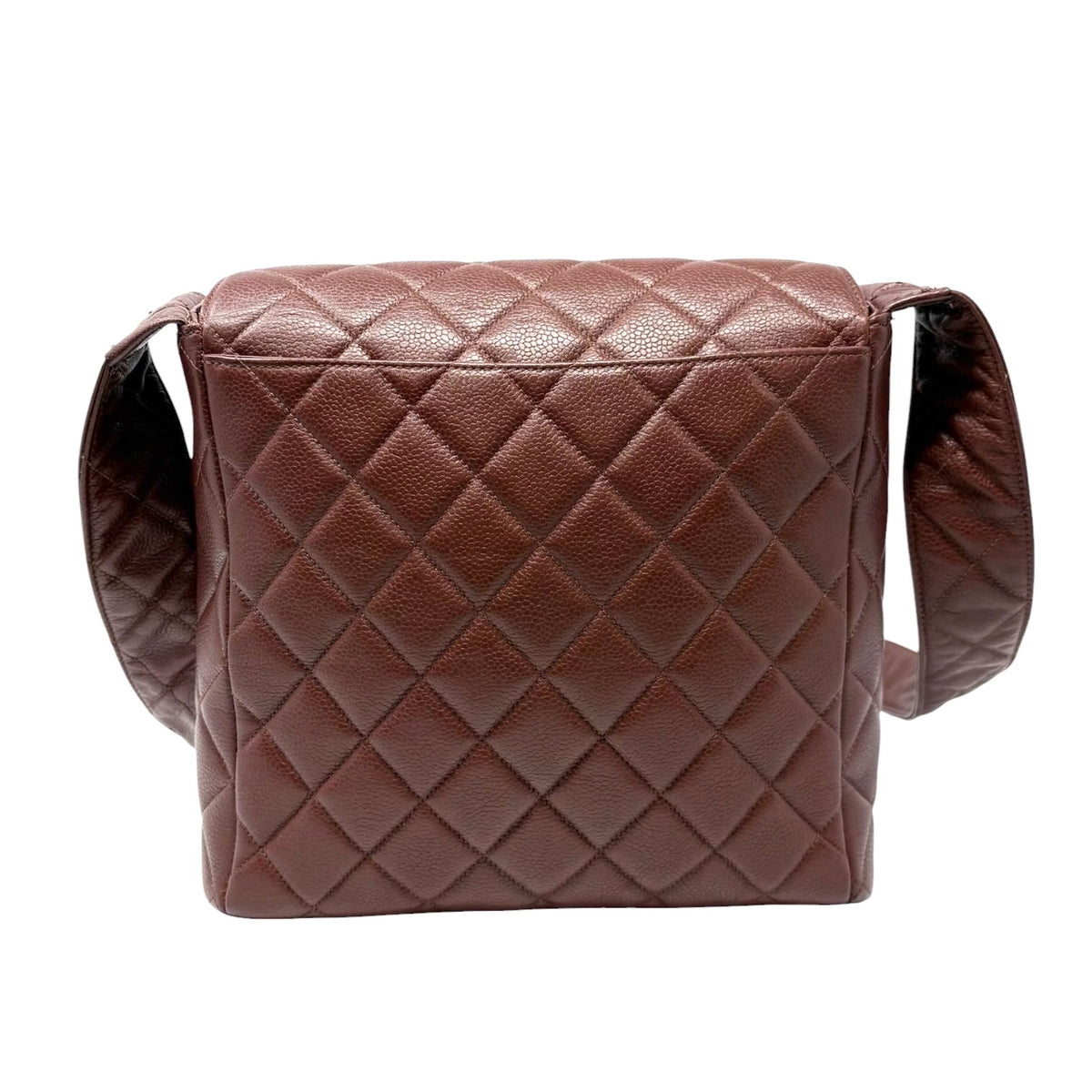 CHANEL Vintage CC Turnlock Quilted Flap Crossbody Bag Brown Gold Leather 902843