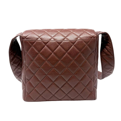 CHANEL Vintage CC Turnlock Quilted Flap Crossbody Bag Brown Gold Leather 902843