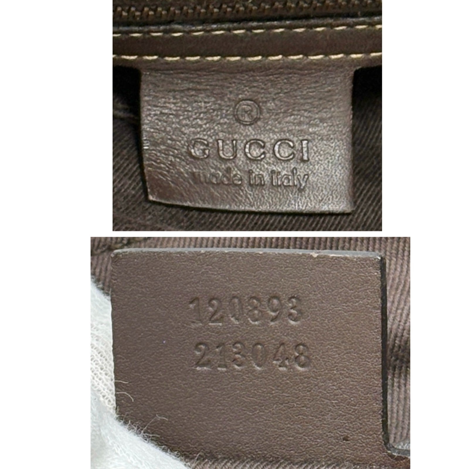 GUCCI Vintage GG Monogram Crossbody Bag Brown Gold Suede Canvas Studs Nailhead