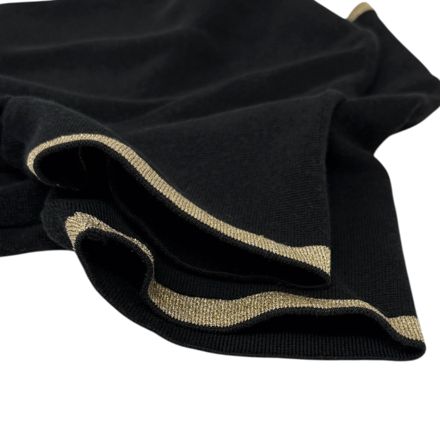 Yves Saint Laurent Vintage YSL Logo Knit T-shirt Top #M Black Gold Cotton